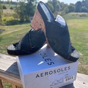 🍂NWT Aerosoles Burlap Cork Wedge Sandal